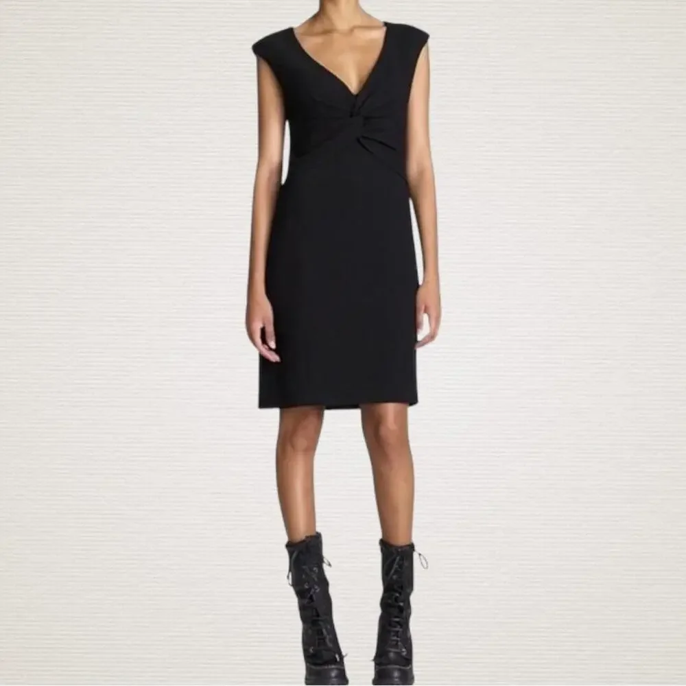 Tory Burch Patrice Sheath Dress Black Twist Front Womens Size 4 Work Cocktail